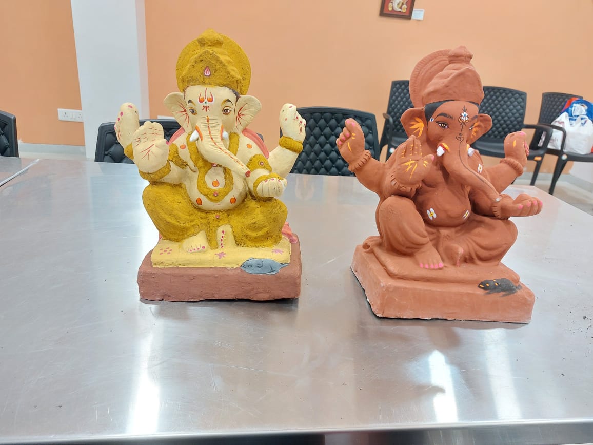 Hand-finished Ganesha idol prepared for the festival